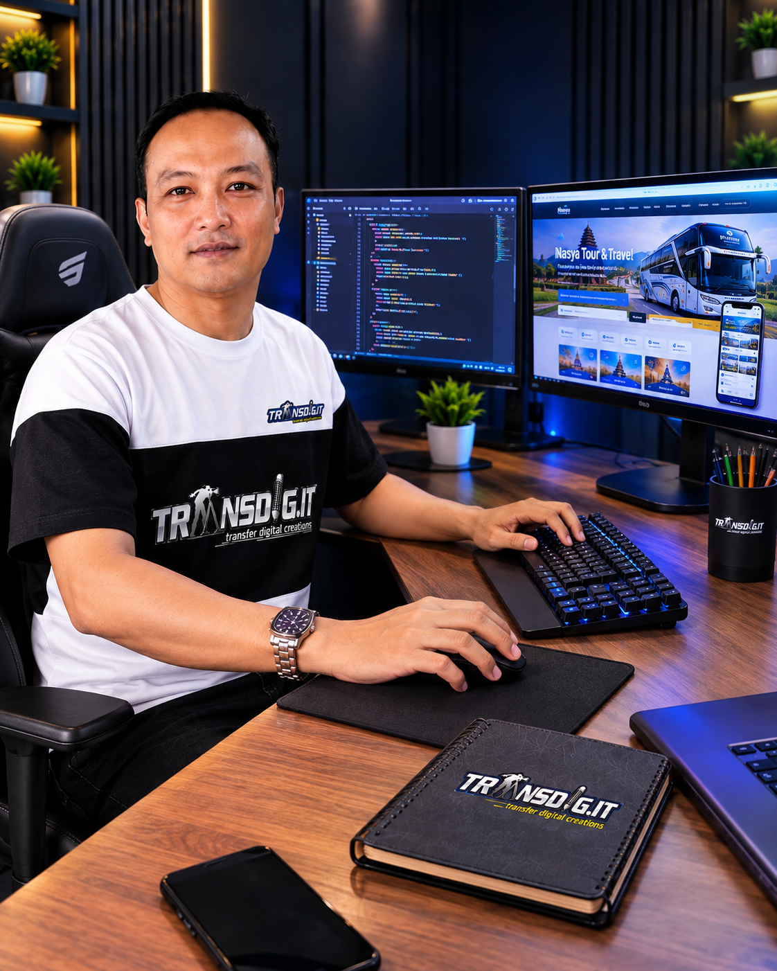 Tim Transdigit sedang mengembangkan website klien
